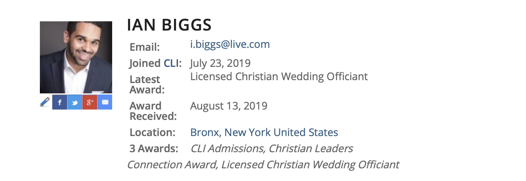 Ian Biggs Profile